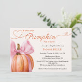 Pumpkin Pink Bow Baby Showkarte Einladung (Stehend Vorderseite)