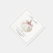 Pumpkin & Pink Bow Babydusche Napkin Serviette (Ecke)