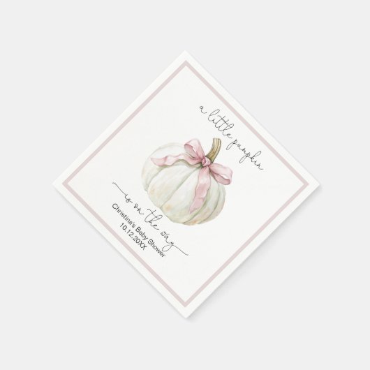 Pumpkin & Pink Bow Babydusche Napkin Serviette (Ecke)