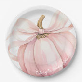 Pumpkin Pink Bow Babydusche Pappteller (Vorderseite)