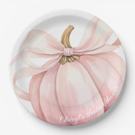 Pumpkin Pink Bow Babydusche Pappteller