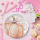 Pumpkin Pink Bow Babydusche Pappteller (Party)