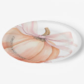 Pumpkin Pink Bow Babydusche Pappteller (Schrägansicht)