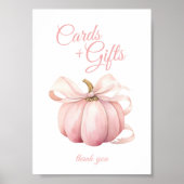 Pumpkin Pink Bow Cards & Gifts Table Sign Poster (Vorne)