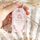 Pumpkin Pink Bow Floral Baby Shower Thank You Geschenkanhänger