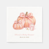 Pumpkin Pink Bow Girl Babydusche Napkins Serviette (Vorderseite)