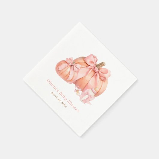 Pumpkin Pink Bow Girl Babydusche Napkins Serviette (Ecke)