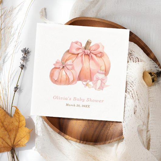 Pumpkin Pink Bow Girl Babydusche Napkins Serviette
