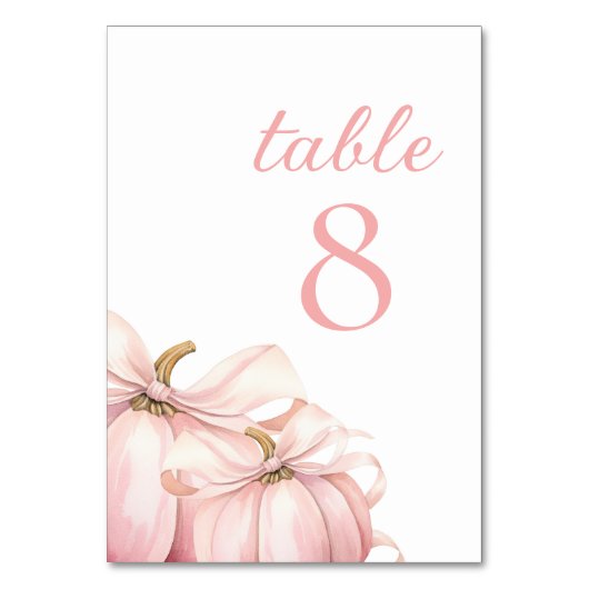 Pumpkin Pink Bow Tischnummern (Rückseite)