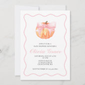 Pumpkin Pink Bug Karierte Babydusche Einladung (Vorderseite)
