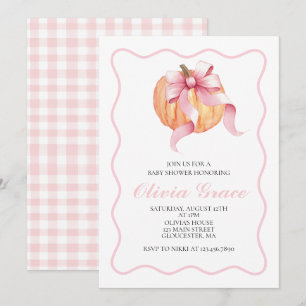 Pumpkin Pink Bug Karierte Babydusche Einladung