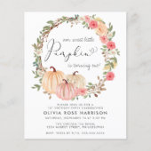 Pumpkin Pink Floral 1. Geburtstag Party Einladung (Vorderseite)