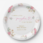 Pumpkin Pink Floral Baby Dusche Pappteller (Vorderseite)