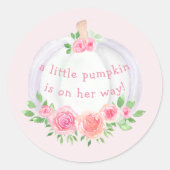 Pumpkin Pink Floral Baby Dusche Runder Aufkleber (Vorderseite)