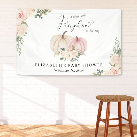 Pumpkin Pink Floral Baby Dusche Willkommen Banner