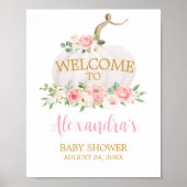 Pumpkin Pink Floral Baby Dusche Willkommen Poster (Vorne)