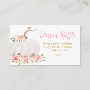 Pumpkin Pink Floral Baby Dusche Windel Raffle Begleitkarte