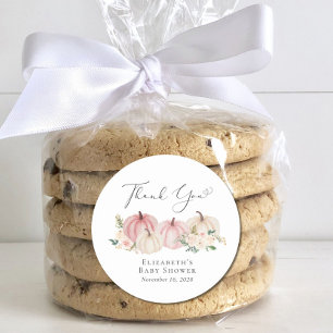 Pumpkin Pink Floral Baby Girl Dusche Vielen Dank Runder Aufkleber