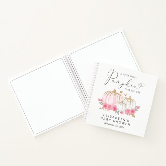 Pumpkin Pink Floral Baby Girl Gästebuch Notizblock (Innenseite)