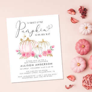 Pumpkin Pink Floral Baby Girl Sprinkle Einladung