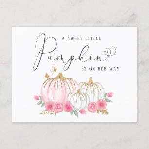 Pumpkin Pink Floral Baby Girl Virtual Dusche Einladungspostkarte