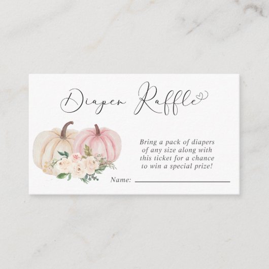 Pumpkin Pink Floral Diaper Raffle Baby Dusche Begleitkarte (Vorderseite)