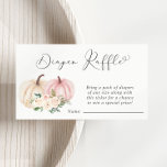 Pumpkin Pink Floral Diaper Raffle Baby Dusche Begleitkarte<br><div class="desc">Eine niedliche Lochstreifenkarte für Ihre Herbstdusche mit "Diaper Raffle" in einer stilvollen Schrift mit Herzschlag und Aquarellen in Pastellrosa,  Korallen- und Cremetürbchen und Blumen. Die Anleitung für die Windelverlosung kann einfach in einer einfachen,  weichen,  grauen Typografie personalisiert werden.</div>