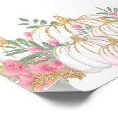 Pumpkin Pink Floral Elegante Niedlicher Empfang Poster (Ecke)