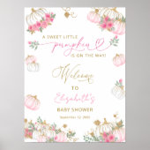 Pumpkin Pink Floral Elegante Niedlicher Empfang Poster (Vorne)