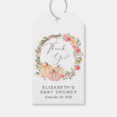 Pumpkin Pink Floral Girl Babydusche Danke Geschenkanhänger (Vorderseite)