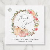 Pumpkin Pink Floral Girl Babydusche Danke Geschenkanhänger (Vorderseite)