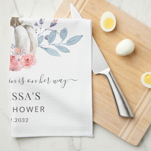 Pumpkin Pink Floral Girl Babydusche Geschirrtuch (Viertel Falte)