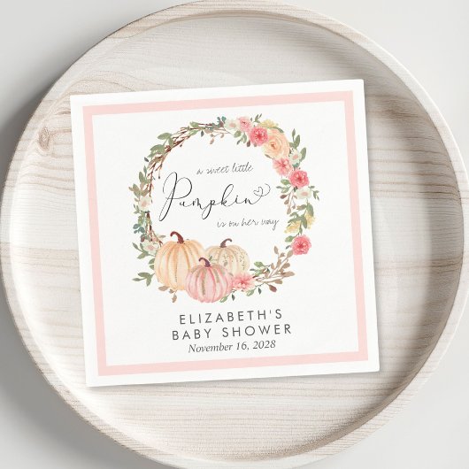 Pumpkin Pink Floral Girl Babydusche Serviette