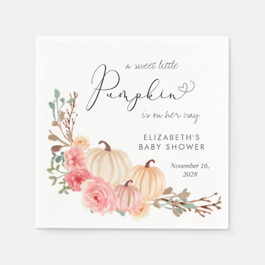 Pumpkin Pink Floral Girl Babydusche Serviette (Vorderseite)