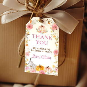 Pumpkin Pink Floral Party Vielen Dank für Ihre Unt Geschenkanhänger