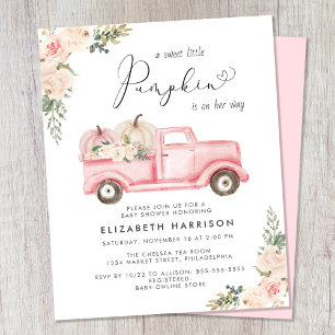 Pumpkin Pink Floral Truck Baby Girl Dusche einlade