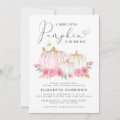 Pumpkin Pink Floral Virtual Baby Girl Dusche Einladung (Vorderseite)