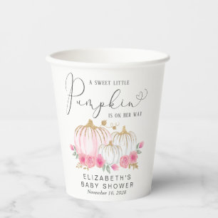 Pumpkin Pink Floral Wasserfarbe Kindermädchen Dus Pappbecher