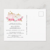 Pumpkin Pink Floral Wasserfarbe Kindermädchen Dusc Einladungspostkarte (Rückseite)