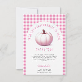 Pumpkin Pink Gingham Kariert Baby Girl Baby Dusche Dankeskarte