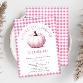 Pumpkin Pink Gingham Kariert Baby Girl Baby Dusche Einladung