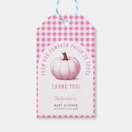 Pumpkin Pink Gingham Kariert Baby Girl Baby Dusche Geschenkanhänger