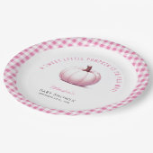 Pumpkin Pink Gingham Kariert Baby Girl Baby Dusche Pappteller (Schrägansicht)