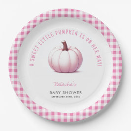 Pumpkin Pink Gingham Kariert Baby Girl Baby Dusche Pappteller