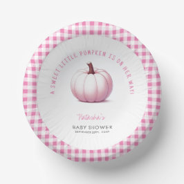 Pumpkin Pink Gingham Kariert Baby Girl Baby Dusche Pappteller