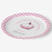Pumpkin Pink Gingham Kariert Baby Girl Baby Dusche Pappteller (Schrägansicht)