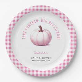 Pumpkin Pink Gingham Kariert Baby Girl Baby Dusche Pappteller