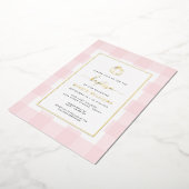 Pumpkin Pink Gingham Taufe Gold Foil Einladung (Gedreht)