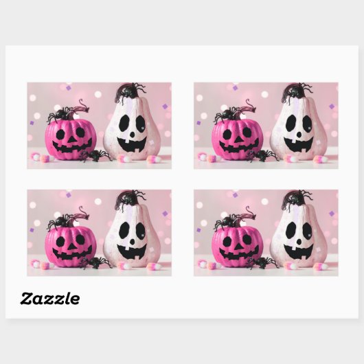 Pumpkin Pink Glitzer Halloween Rechteckiger Aufkleber (Blatt)
