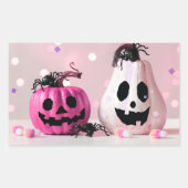 Pumpkin Pink Glitzer Halloween Rechteckiger Aufkleber (Vorderseite)